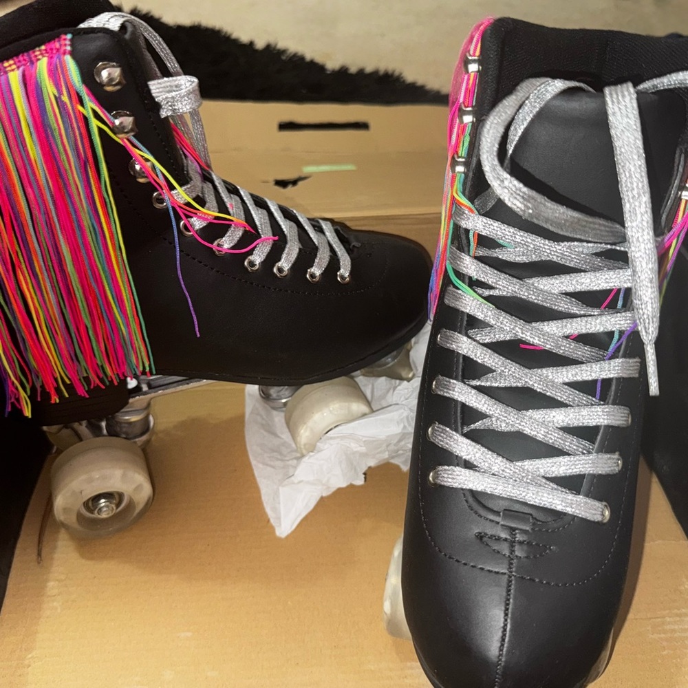 Black Roller Skates with Colorful Fringe